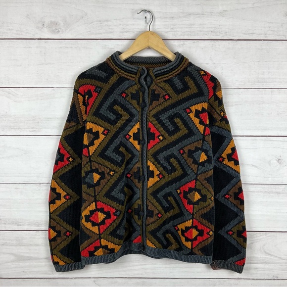 Vintage Sweaters - Vintage Earth Tones Peru Button Sweater